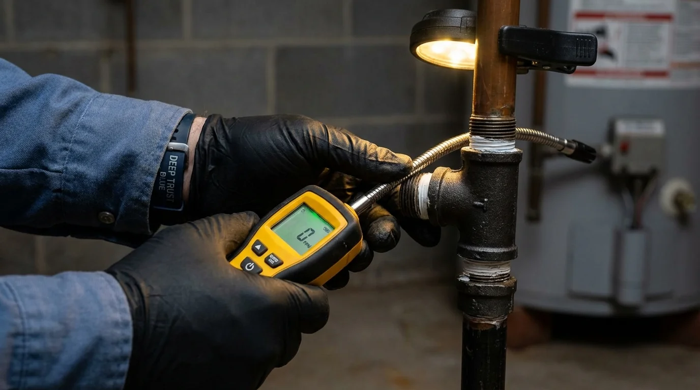 Gas leak detection with electronic sniffer by Johns Plumbing LLC in Sumrall